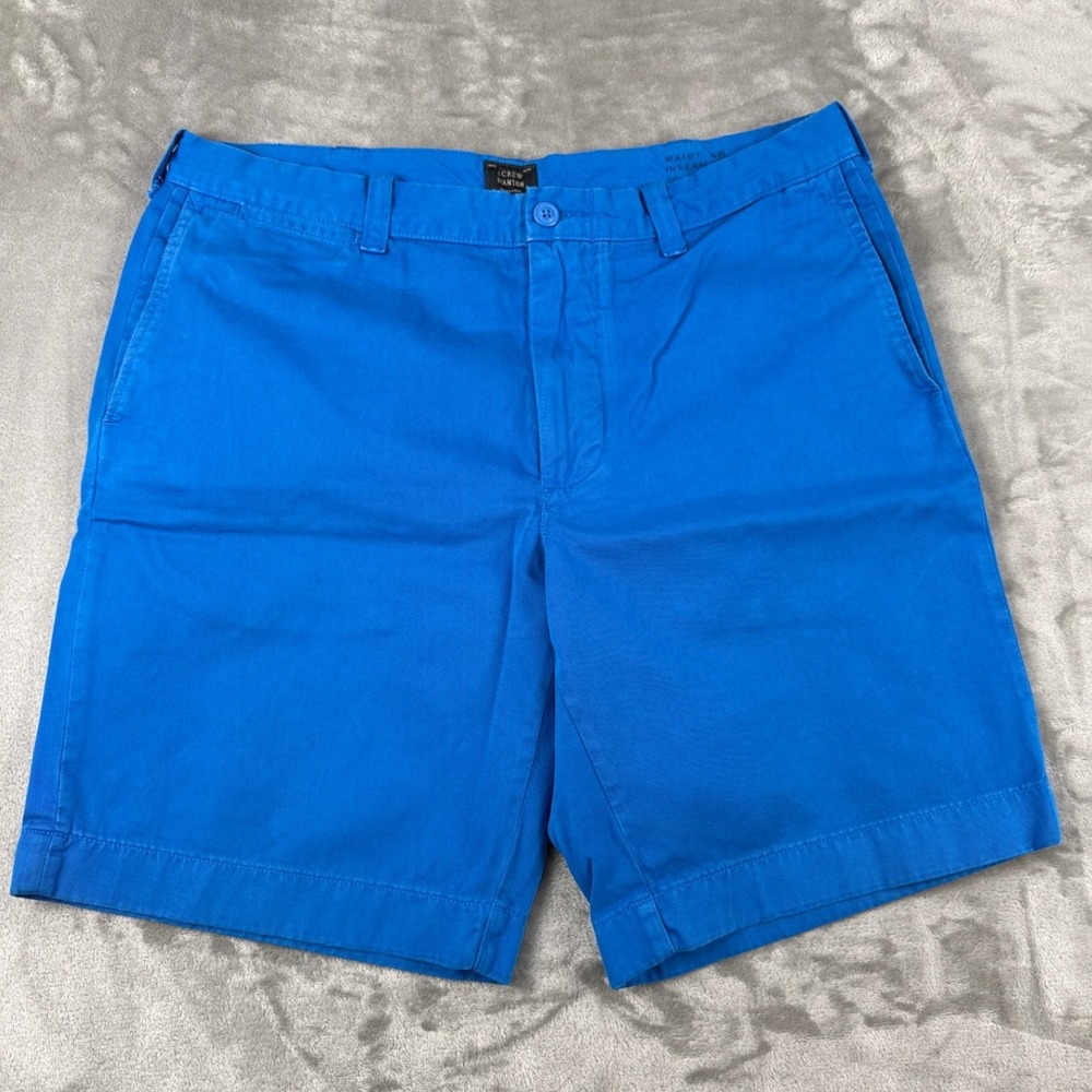 J.Crew Stanton Shorts Mens 35 Blue 9 Inch Inseam Cotton Chino Flat Front